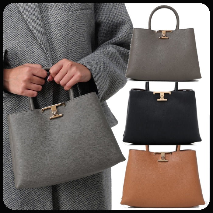 関送込 TOD'S T レス レザー ショッピング バッグ スモール