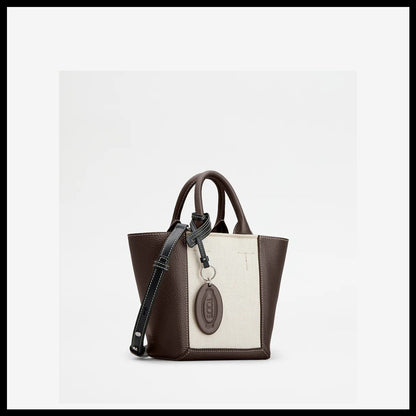 直営店 TOD'S ダブルアップ レザーキャンバス バッグ