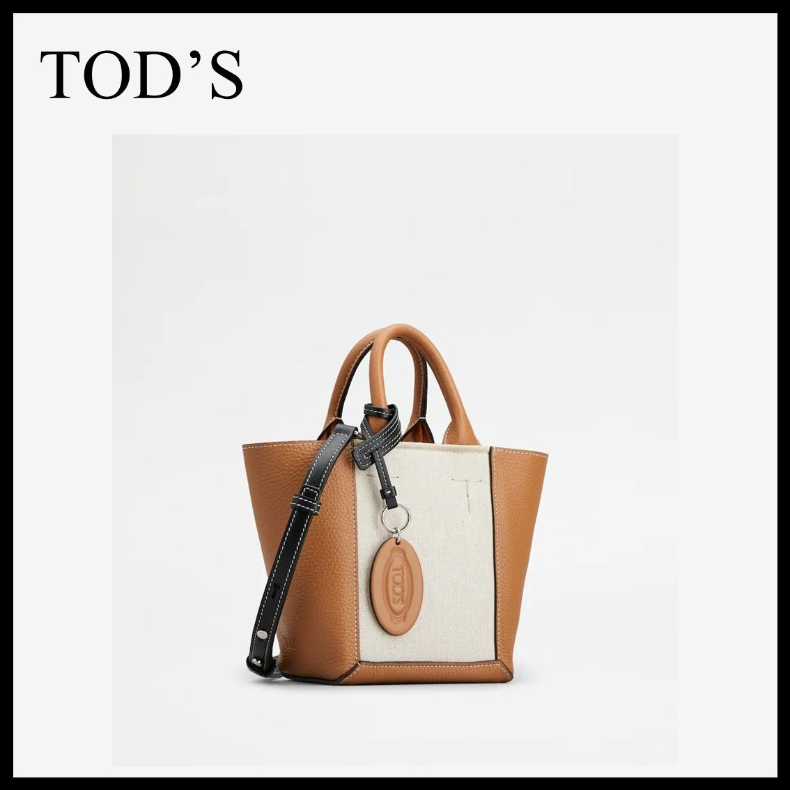 直営店 TOD'S ダブルアップ レザーキャンバス バッグ