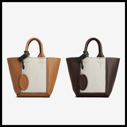 直営店 TOD'S ダブルアップ レザーキャンバス バッグ