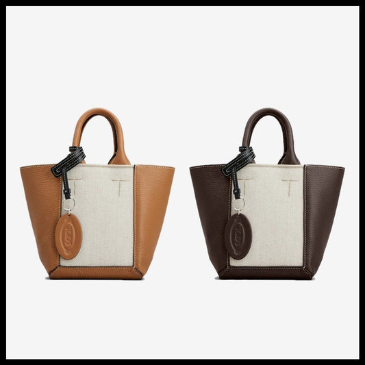 直営店 TOD'S ダブルアップ レザーキャンバス バッグ