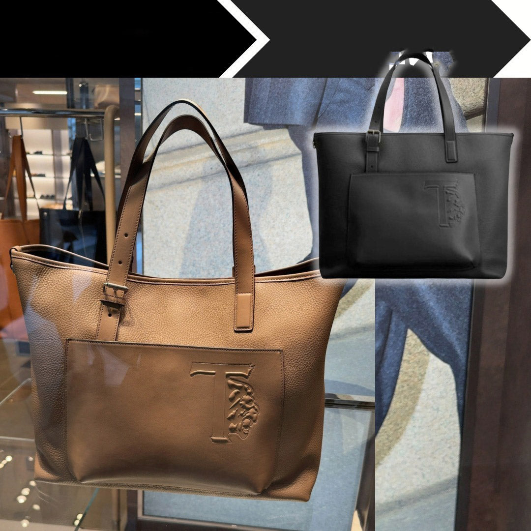 【TOD´S】レザーロゴ TRV ショッピングトートバッグ E/W MED
